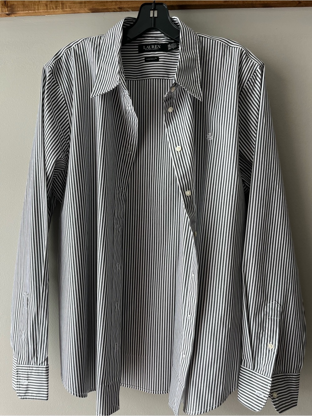 Ralph Lauren Black and White Striped Long Sleeve Shirt
